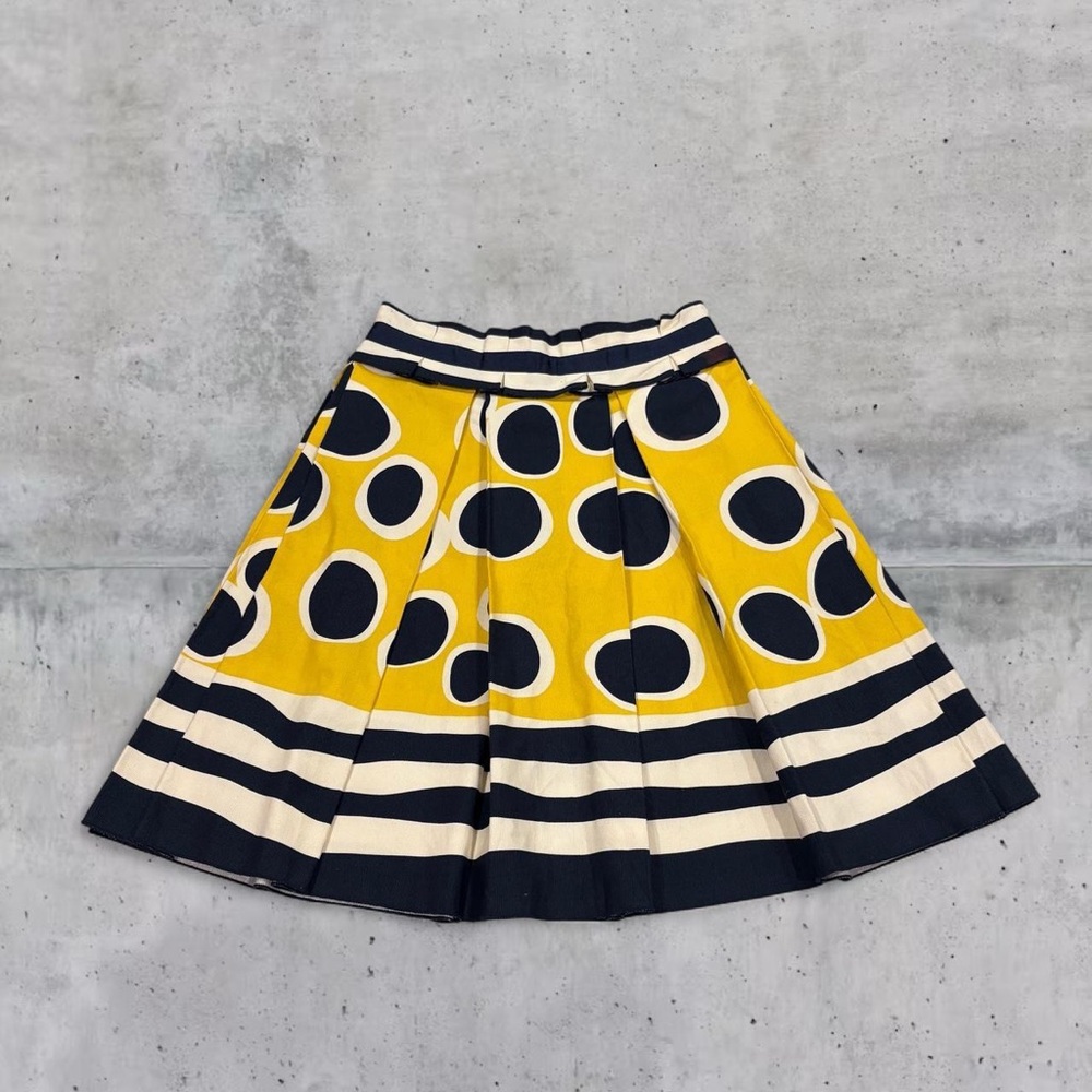 Anna Sui for Anthropologie pleated polka dot printed canvas skirt